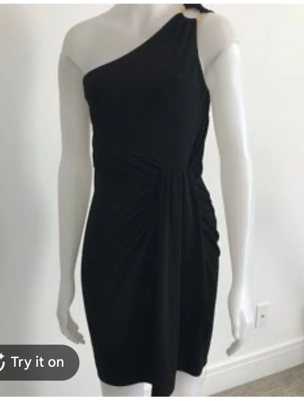 Michael Kors Black One-Shoulder Ruched Cocktail Dress 8
